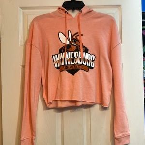 Waynesburg University Pink Crop Top Hoodie